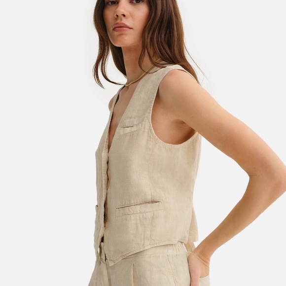 NWOT MATE the Label Organic Linen Vest Color Natural Size xs - Picture 3 of 8